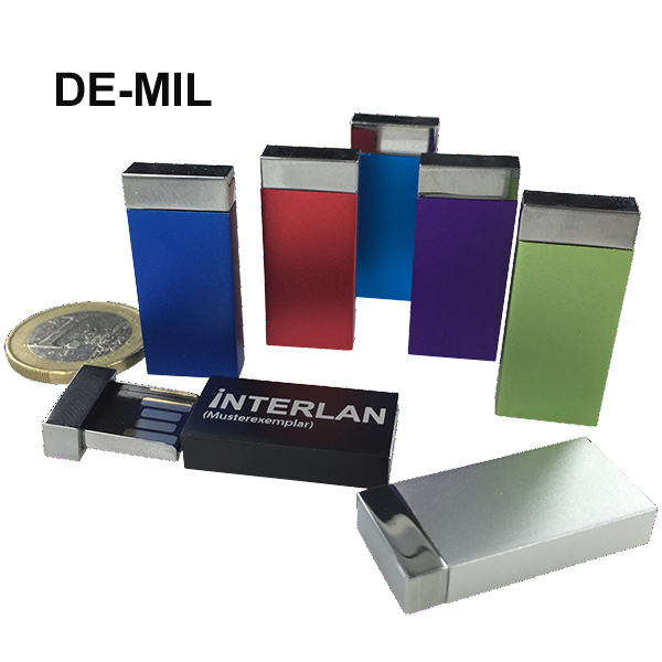 USB Stick DE-MIL Gravur und Bedruckung